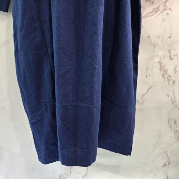 Lands End Robe Mens Large Blue Flannel Full Length Bath Lightweight Thermal - Picture 9 of 12